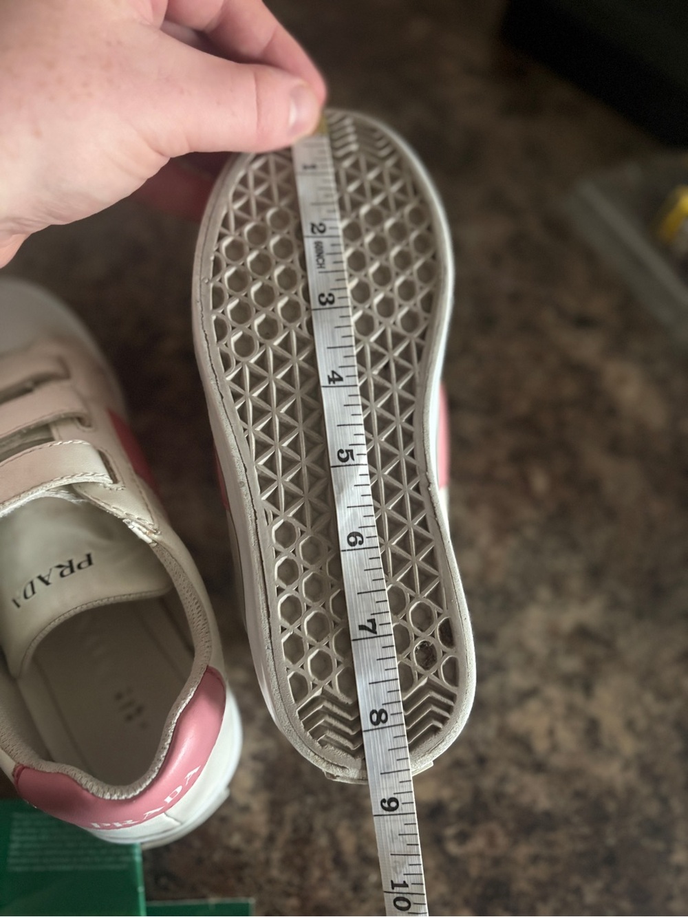 Prada Girls Pink Leather Logo Velcro Sneakers - Picture 13 of 16